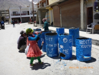 Garbage barrels in Zanskar.
